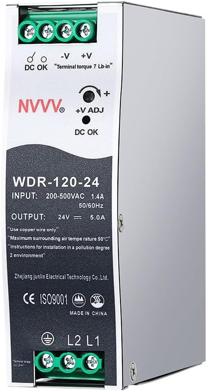 WDR-120-24 24V, Input:180~550VAC,Output:24VDC 5A, 120W Industrial DIN Rail Power Supply AC to DC Converter