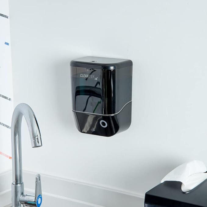 Restaurantware Clean Tek Professional 34 Ounce Automated Soap Dispenser 1 Touchless Wall-Mountable Soap Dispenser - With Security Key Black Plastic Soap Dispenser Transparent For Liquid Soap