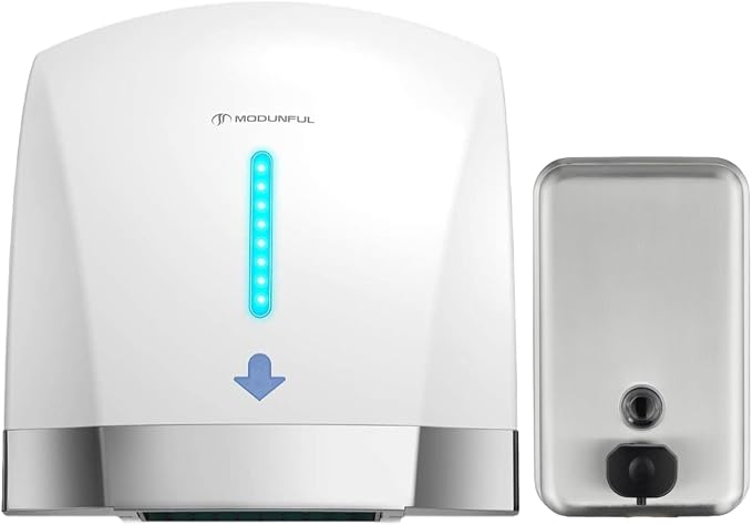 modunful Commercial Hand Dryer & Soap Dispenser Set for Bathrooms