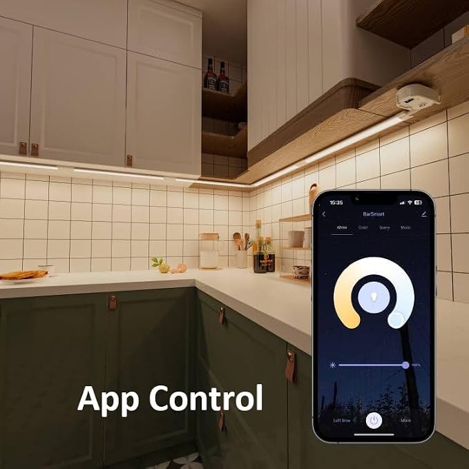 Smart Under Cabinet Lighting with Motion Sensor, Alexa Google Compatible Under Cabinet Lights, Wireless Remote Plug in Control Under Counter Light System