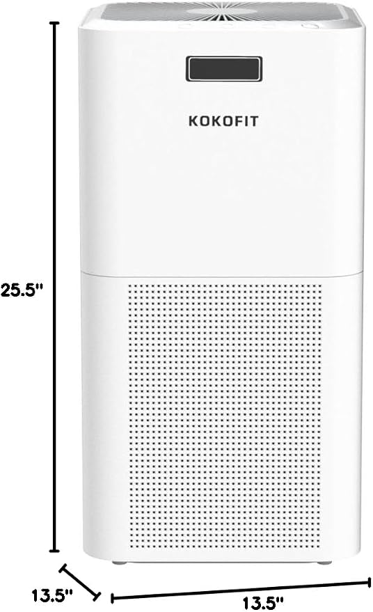 Kokofit Air Purifiers for Home, H13 True HEPA Filter, Allergies Pets Hair Dust Odor Smoke Mold Pollen, 26dB Smart Silent Sleep Mode, White