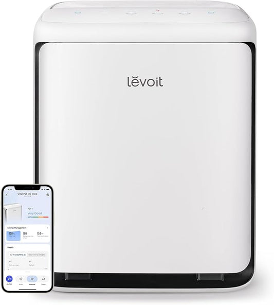 LEVOIT Air Purifier for Home Pets Large Room with Washable Pre-filter, Dual Sensors for Heavy Pet Hair & Allergies, High-Carbon Filter for Dander & Odor, Smart APP Control, Vital Pet White