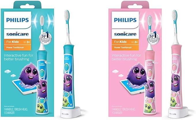 Philips Sonicare for Kids 3+ Bluetooth Connected Rechargeable Electric Power Toothbrushes, Interactive for Better Brushing