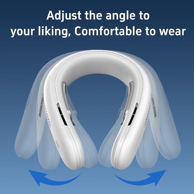 Enhanced Double-Sided Cooling Rechargeable Neck Fan, Outdoor Portable Silent Cooling Hanging Neck Fan, Three Cold Compress Modes.