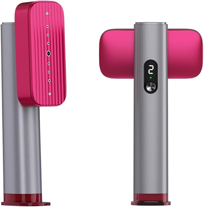 G5 Pro Travel Steamer For Clothes, 110-240V Portable Handheld Irons-15S Fast Heat Up, Auto Shut-Off Rotating Head With Big Iron Panel, 100Ml Tank Self-Standing For Global Travel(Silver-gray pink)