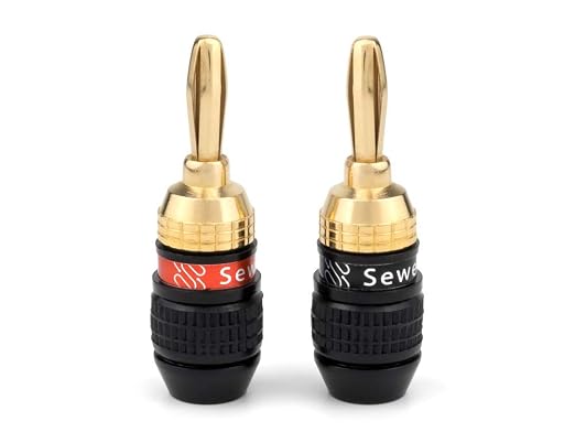 Deadbolt Banana Plugs 6-Pairs by Sewell, Gold Plated Speaker Plugs, Quick Connect, SW-29863-6