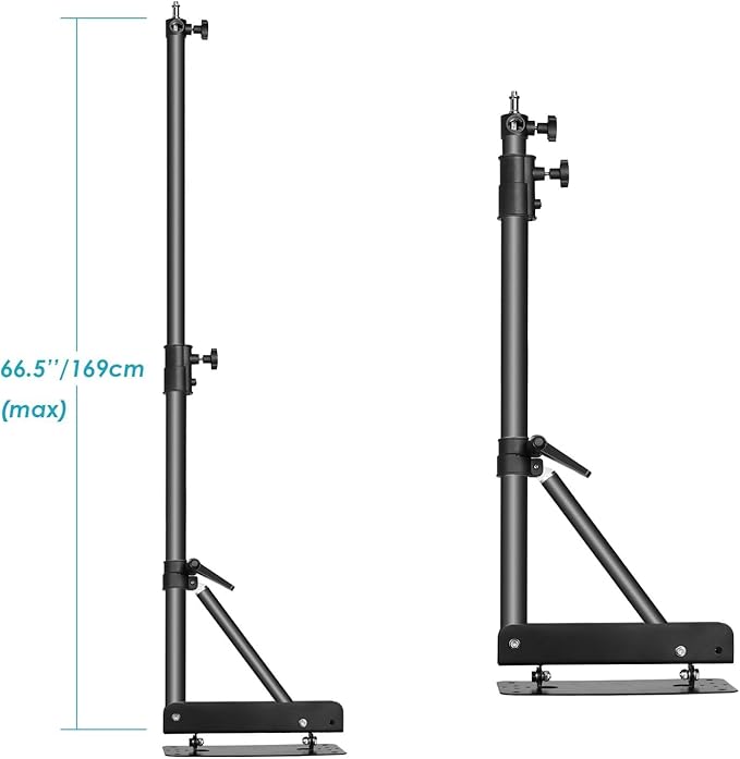 Neewer Wall Mounting Boom Arm with Triangle Base for Photography Studio Video Strobe Light Monolight Softbox Umbrella Reflector, 180 Degree Rotation, Max Length 66.5 inches/169centimeters (Black)