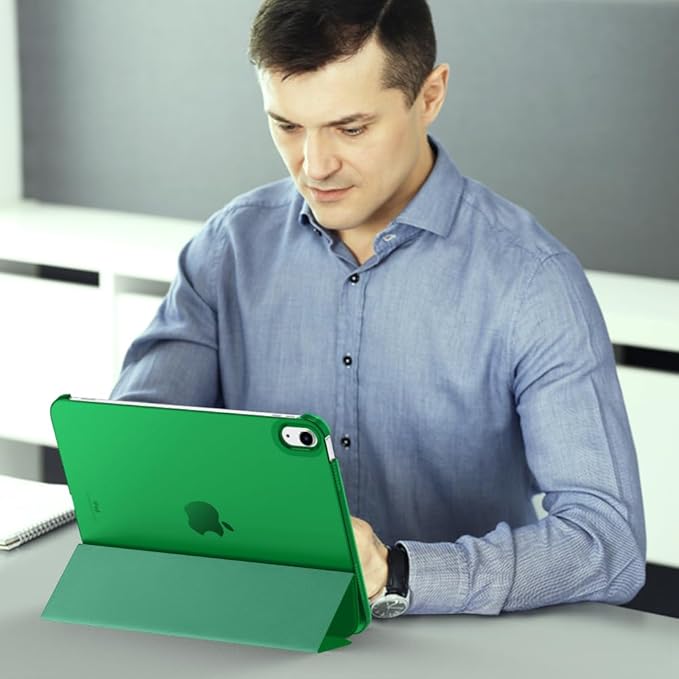 MoKo for iPad (A16) 11th Generation Case 11 Inch 2025, iPad 10th Generation Case 10.9 Inch 2022, Slim Stand Hard PC Translucent Back Shell Smart Cover, Support Touch ID, Auto Wake/Sleep, Forest Green