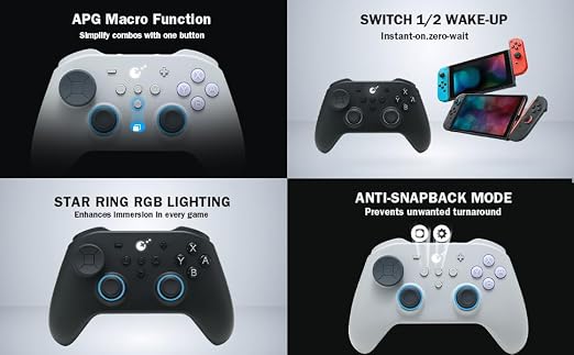 GuliKit TT MAX Bluetooth Gaming Controller for PC/Switch 2/Switch/Android/iOS, Ultra-Fast Gamepad with Adjustable TMR Joysticks, Hall & Micro Triggers, 4 Rear Paddles, Switch 1/2 Wake-Up & Multi-functional Adapter