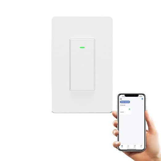 Smart Switch 3 Way Smart Alexa Light Switch Compatible with Alexa and Google Home, 2.4Ghz WiFi Light Smart Switch, Remote Control Light Switches,Neutral Wire Required (1)