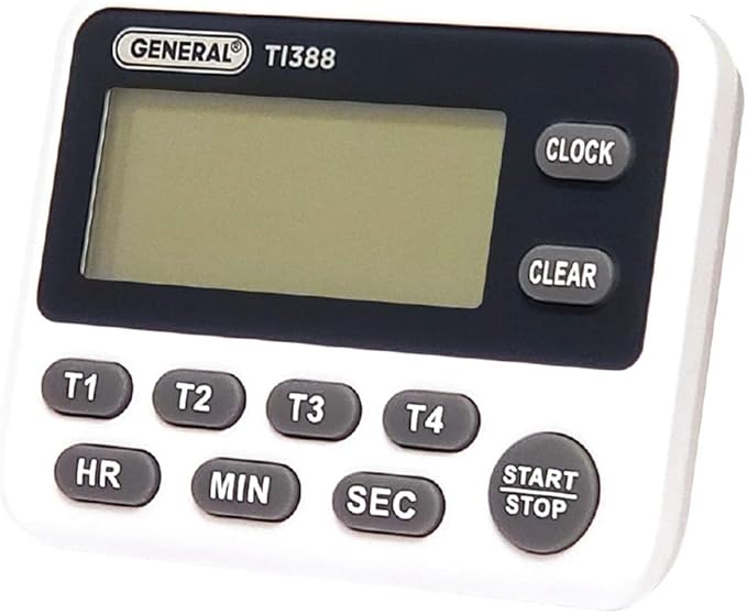 General Tools TI388 Digital Timer, Four Channel with Clock , White
