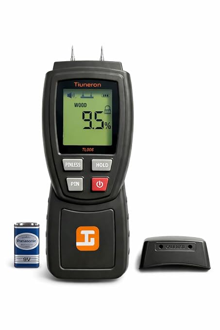Dual Mode Moisture Meter for Wood and Building Materials, Pin & Pinless 2-in-1 Moisture Detector with Backlight & Buzzer, Digital Water Leak Tester for Hardwood, Softwood, Drywall & Masonry