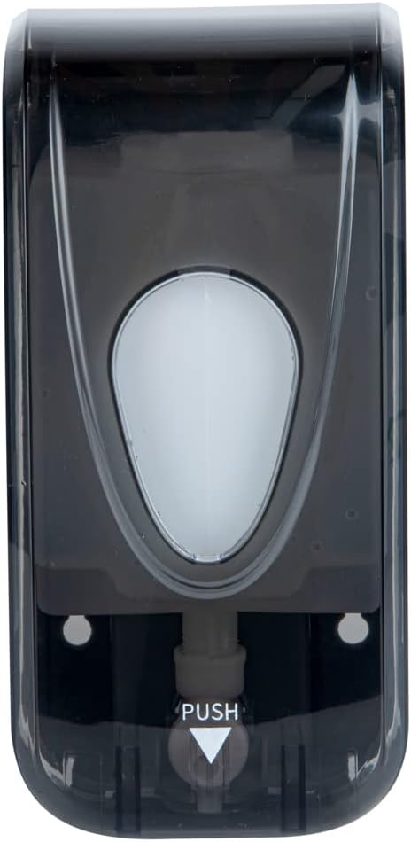 Restaurantware Clean Tek Professional 33 Ounce Manual Soap Dispenser 1 Wall-Mountable Soap Dispenser - For Gel Or Liquid Soap Black Plastic Soap Dispenser Push Mechanism Transparent Tank