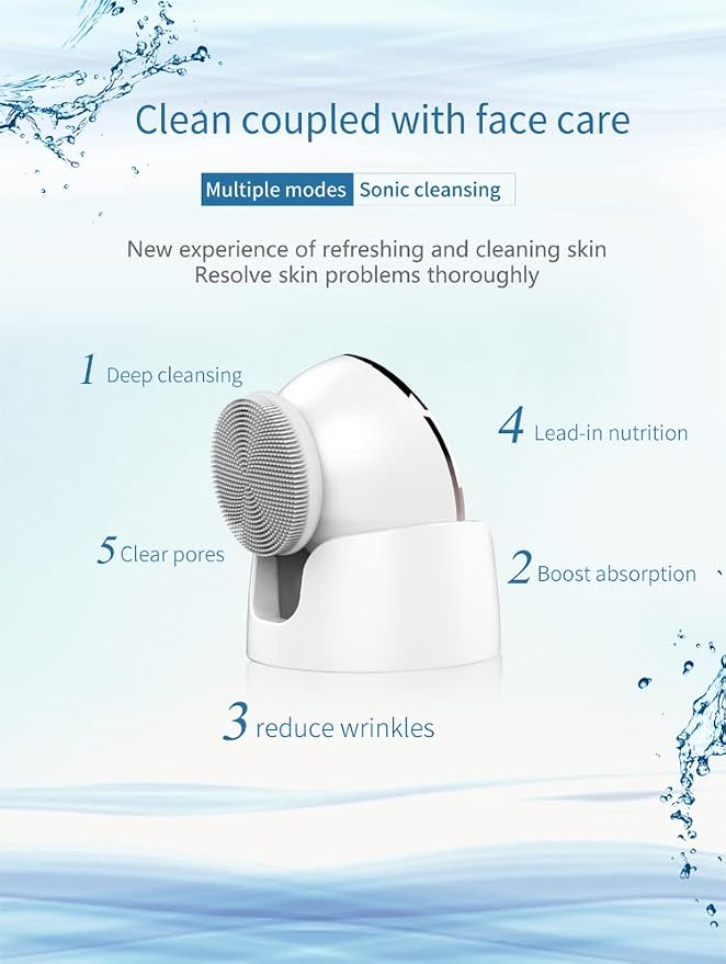 ETHERIA Cosmetics 2 in 1 Facial Cleansing Brush - Face Cleanser Brush - Silicone Face Scrubber - Facial Massage Cleanser - Face Washing Brush - Cleansing Brush - Face Massager - Face Scrubber