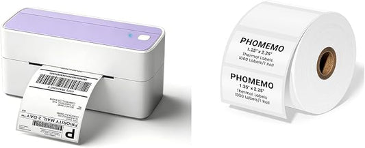 Phomemo Bluetooth Thermal Label Printer, 241BT 4X6 Wireless Shipping Label Printer for Small Business with 2.25"x1.25" White Thermal Labels 1000 Sheets/Roll