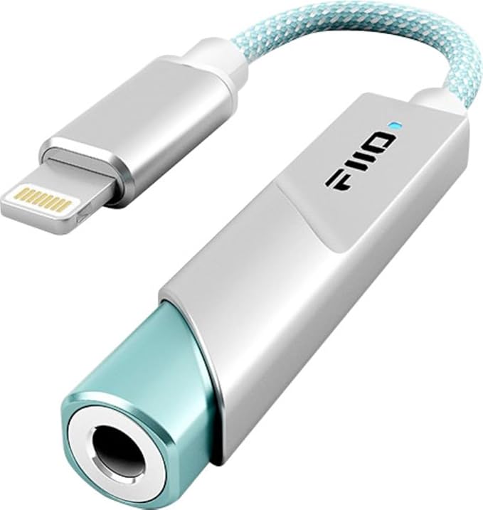 FiiO KA11 Lightning to 3.5mm Audio Adapter 32bit/384KHz, Lightning to 3.5mm USB Dongle HiFi DAC Amplifier for Android/iOS/Windows/Mac (Silver, LT)