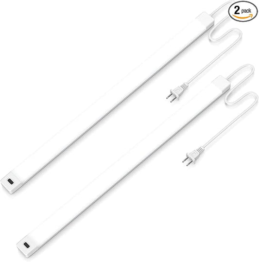 2Pcs 16 Inch Under Cabinet Lights with Hand Wave, Under Counter Lighting 5000K Cold White,Dimmable,Plug and Play,LED Lights for Kitchen Cabinet, Cupboard, Closet, Desk