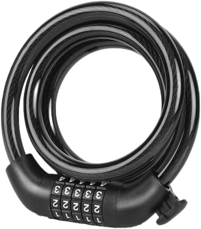 Bike Lock Cable Combination 5 Digit 3 Feet Resettable Long Bicycle Lock Cable Anti Theft High Security Bicycle Lock for Electric Bike Scooter Outdoor Use