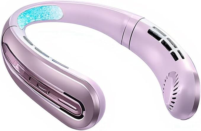Portable Neck Fans that Blow Cold Air, Rechargeable Personal Small Wearable Cooler With 3-Speed, LED Display, 5000mAh, Type-C Port, Gift For Women, Dad, Birthday, Father, Travel, Outdoor, (Pink)