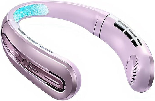 Portable Neck Fans that Blow Cold Air, Rechargeable Personal Small Wearable Cooler With 3-Speed, LED Display, 5000mAh, Type-C Port, Gift For Women, Dad, Birthday, Father, Travel, Outdoor, (Pink)