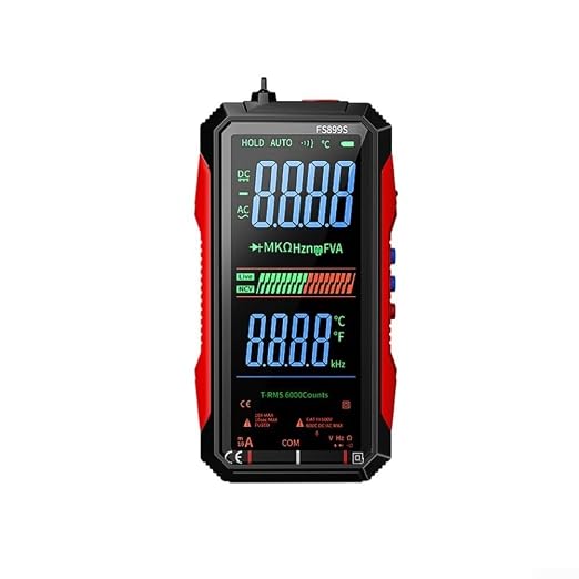 FS899S Digital Multimeter Tester, USB Rechargeable Smart Auto Ranging Multimeter, Measure AC/DC Current/Voltage, Capacity, Continuity, Resistance, Frequency, Non-Contact Voltage (NCV)(FS899S)