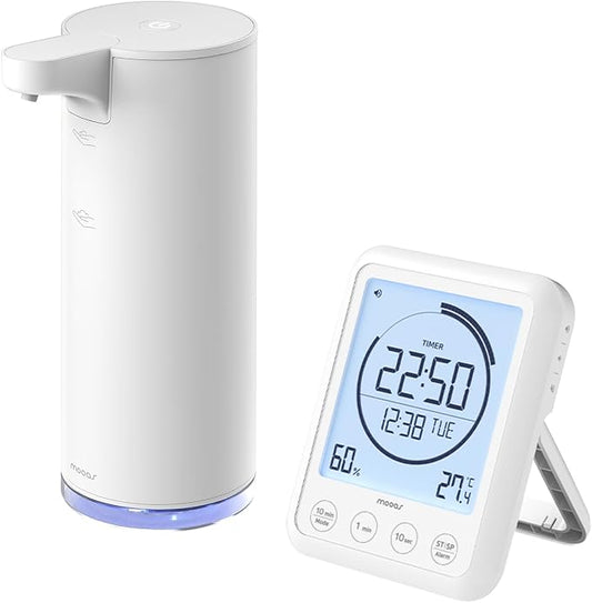 Mooas Visual Waterproof Shower Clock & Automatic Soap Dispenser Touchless Motion Hand Soap Dispenser for Kichen & Bathroom