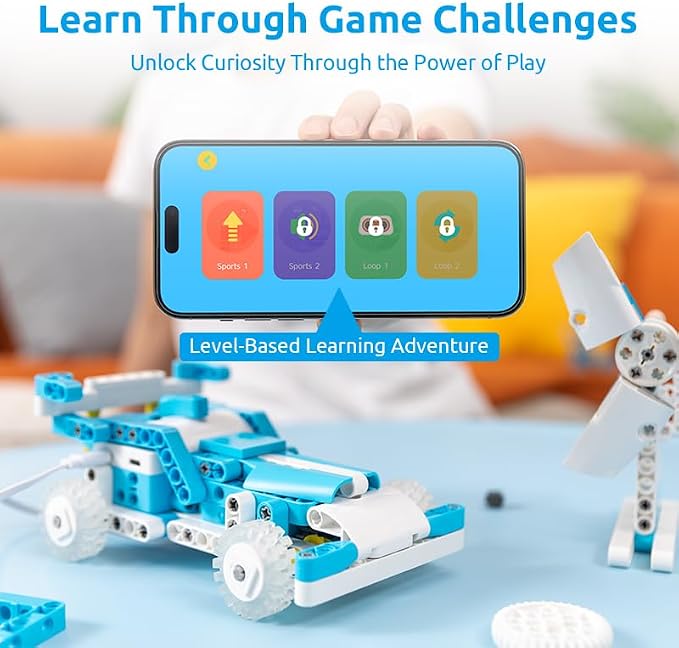 WhalesBot D1 21-in-1 STEM Coding Robot Kit for Kids (Ages 4+), 280+ Pieces Educational Building Set with APP-Controlled & Programming, 3D APP Guidance, Ideal Toy for Boys & Girls