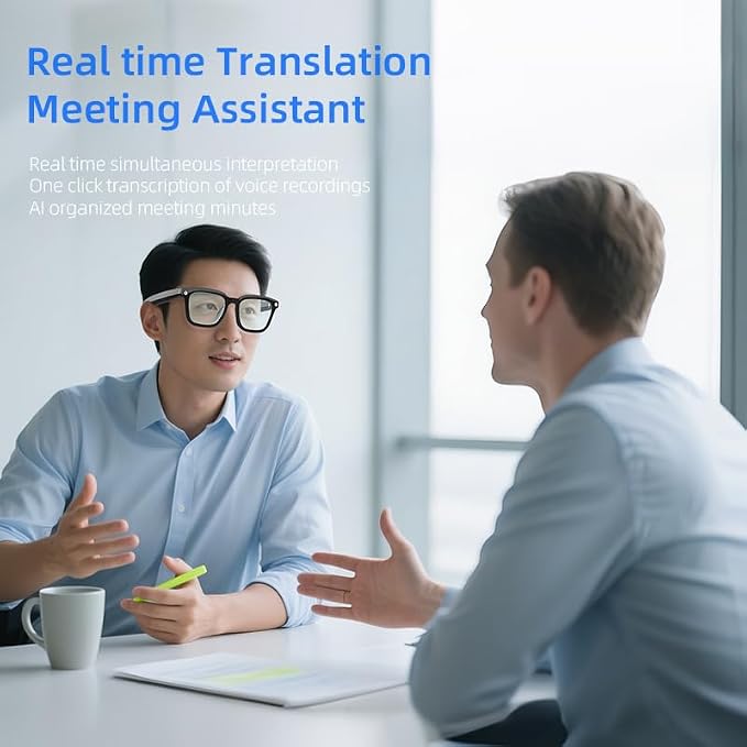 AI smart Camera Glasses: HD 1080P Video Recording and Photo Taking, Translation, Assistant Conversation, Suitable for Outdoor and Indoor, Cycling, Hiking Travel (Black Sunglasses)