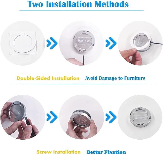 VST Under Cabinet Lighting 12V 2W(12W Total, 60W Equivalent) with Wireless Dimmer Switch, Recessed or Surface Mount Wired Puck Light for Kitchen,Wardrobe, Showcase Display 6 Pack Black 4000K…