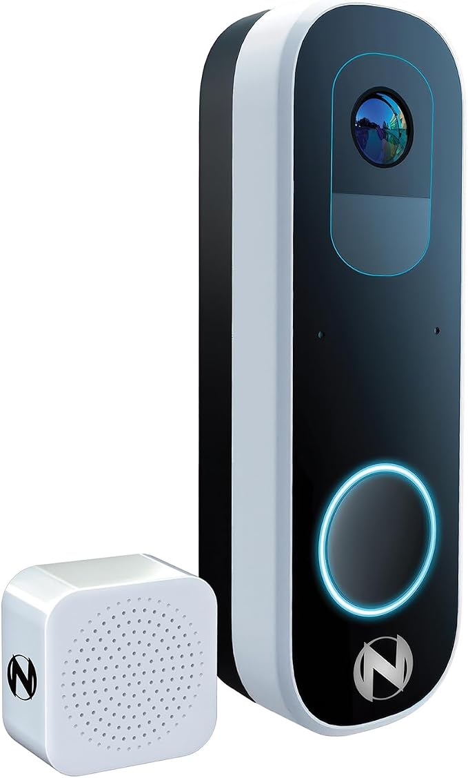 Night Owl 2K Wi-Fi Smart Dual-Powered Video Doorbell with Chime - Black
