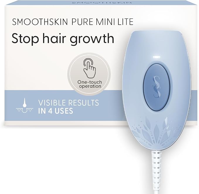 SmoothSkin Pure Mini Lite IPL Blue Hair Removal Device – Compact At-Home Laser Hair Removal for Women, Safe for Face & Body, Permanent Hair Reduction, Gentle & Painless, Salon-Quality Results