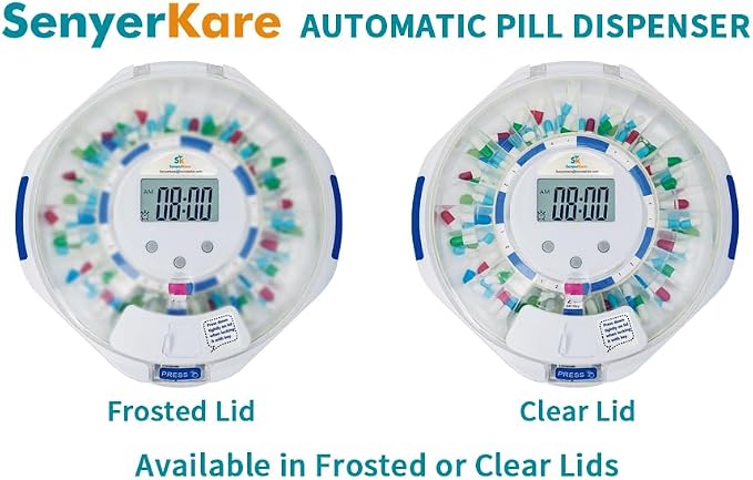 28-Day Automatic Pill Dispenser with Alarm for Elderly, Sound & Light Alerts, Smart Medication Organizer for Seniors, Locked Medication Dispenser for Multiple Vitamins, Supplements or Prescriptions