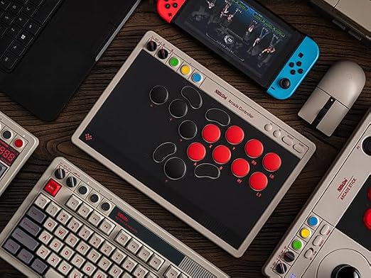 8BitDo All-Button Arcade Controller for Switch/Switch 2 & Windows – Bluetooth, 2.4G, Wired Connectivity, Low-profile Mechanical Switches, 4 Programmable Buttons, Hot-swappable PCB