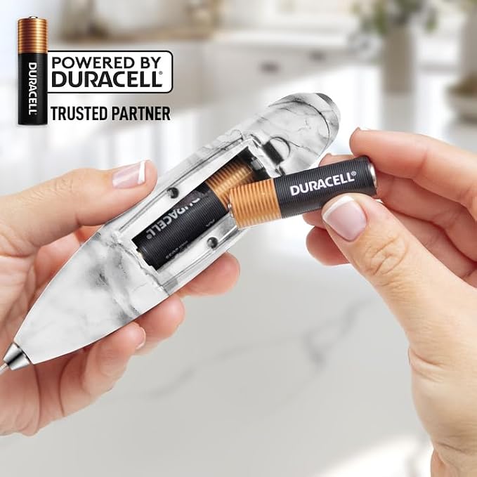 Zulay Kitchen Powerful Milk Frother Wand With Duracell Batteries - Ultra Fast Handheld Drink Mixer - Electric Whisk Foam Maker for Coffee, Lattes, Cappuccino & Matcha - Z1 Motor - Quartz