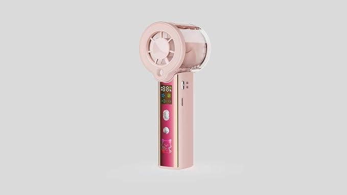 Portable Misting Fan, Handheld Rechargeable Fan with Water Mist, Personal Mini Turbo Fan with 1-100 High Speeds (20000 RPM), LED Light for Music Festival, Summer Trip Must-Haves, Holographic Pink