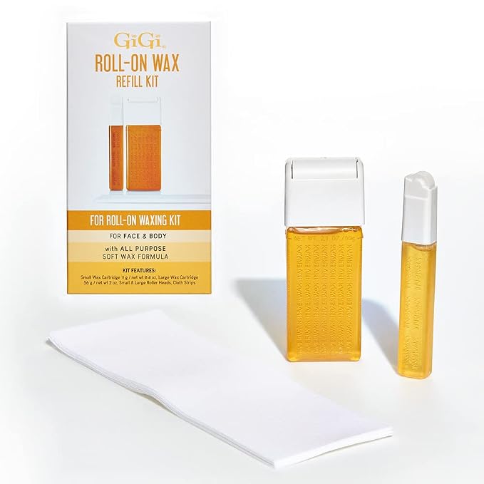 GiGi Roll On Wax Kit Refills – All-Purpose Soft Wax Roller Kit for Face & Body Hair Removal, 0.8 oz, 3 Pack
