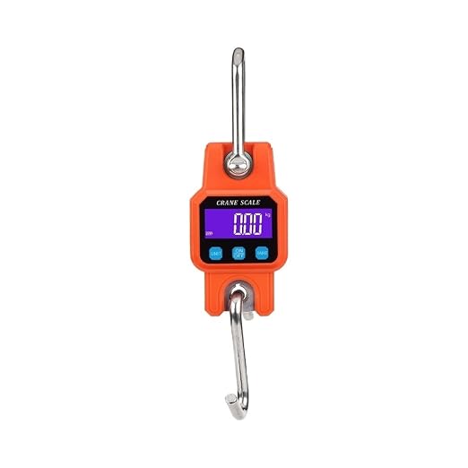 Hanging Scale, 300kg Digital Hanging Scale Rechargeable Portable Heavy Duty Crane Stainless Steel Hook Weight Balance Luggage for Gym,Hunting,Travelling(Orange)