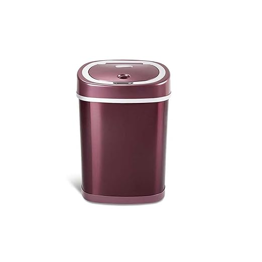 15L Stainless Steel Smart Trash Can with Infrared Motion Sensor | Touchless 0.3s Fast Open & Auto-Close | Long-Lasting Battery Life (Wine)
