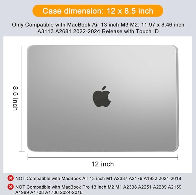 MOSISO Compatible with MacBook Air 13 inch Case M5 2026 M4 2025 M3 M2 2024-2022 A3449 A3240 A3113 A2681, Hard Shell&Keyboard Cover&Screen Film&Type C for MacBook Air 13.6 inch Case, Frost