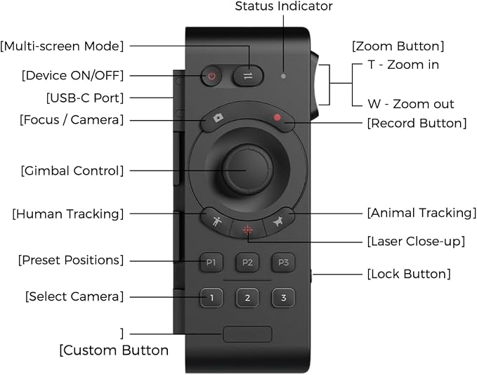 OBSBOT Tail Series Smart Remote Controller, PTZ Control via Gimbal Button or Wrist Movements, Bluetooth Wirelessly Connect up to 3 OBSBOT Tail 2/Air and Control Over Tail Air/Tail 2 Various Features.