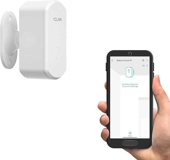 YoLink Indoor Motion Sensor RT, Radar Technology, Long Range, 2-Year Battery Life, Adjustable Sensitivity, Real-Time Alerts, Alarm Suppression, Alert Hold, No-Motion Detection, Hub Required YS7806