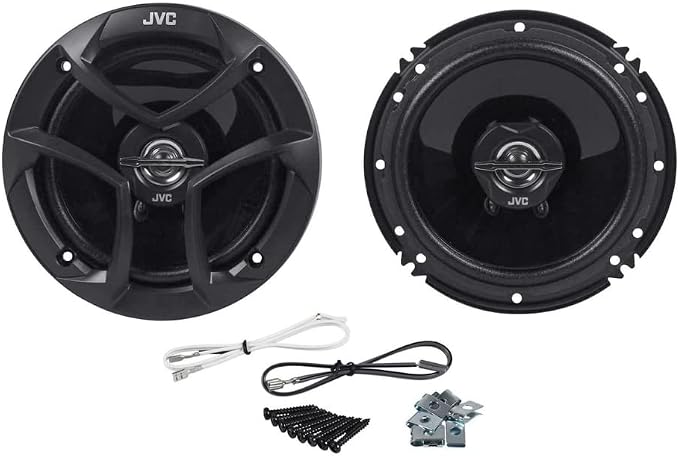 JVC CS-J620 300W 6.5" CS Series 2-Way Coaxial Car Speakers, Set of 2, 6.5" Mica Cone Woofer & 1" PEI Tweeter, Hybrid Surround, Easy Installation