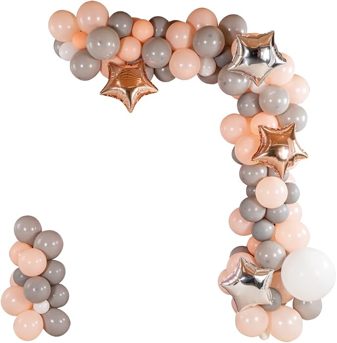 Restaurantware-Balloonify Balloon Garland Set, 1 Party Decoration Kit - 126 Balloons, With Chain, Champagne Star Latex Balloon Arch Kit, Includes Glue Dots And Ribbon- Restaurantware