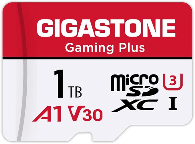 【for Switch 1 Only】 GIGASTONE 1TB Gaming Plus Series Memory Card Speed Up to 150/120MB/s for Nintendo-Switch 1, Steam Deck, 4K Video A1 V30 U3 MicroSDXC with SD Adapter