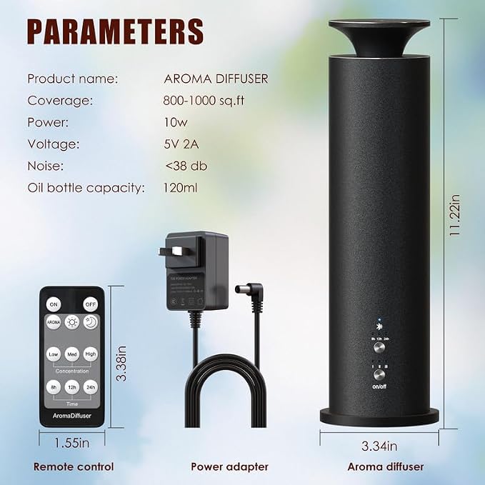 Waterless Diffuser Machine Scent Air Machine Covers 1800 Sq Ft for Home Diffusers Essential Oil Diffusers Studio Scent Diffuser Large Room Fragrance App Remote Control Capacity 3.5 Oz Secret Silver
