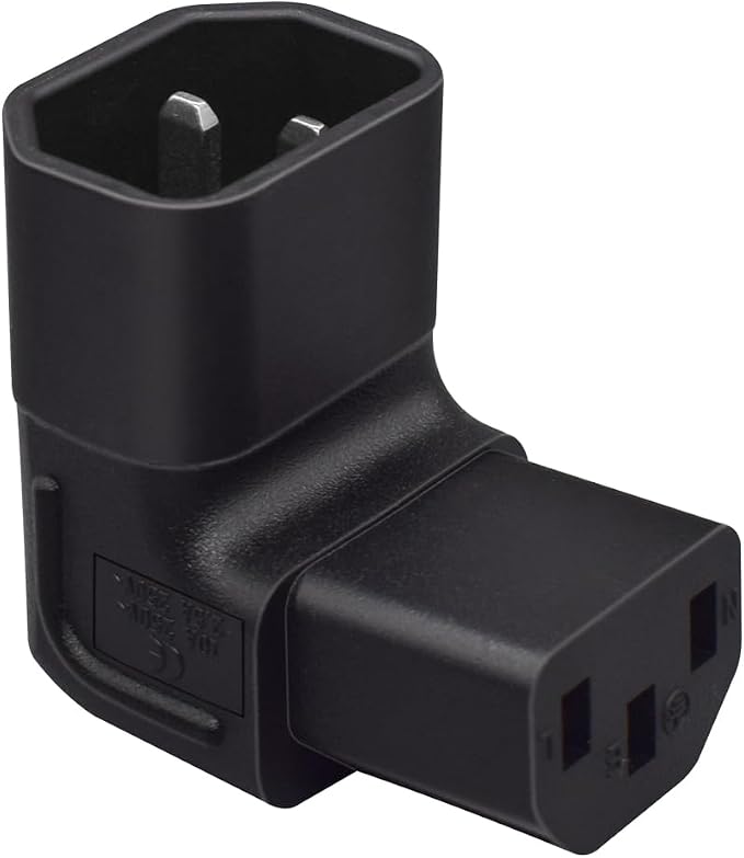 (10Packs C14 to C13 Power Adapter IEC 320 Male C14 to C13 Down Direction Right Angled 90 Degree IEC Female Power Extension Adapter Wall-Mounted LCD TV