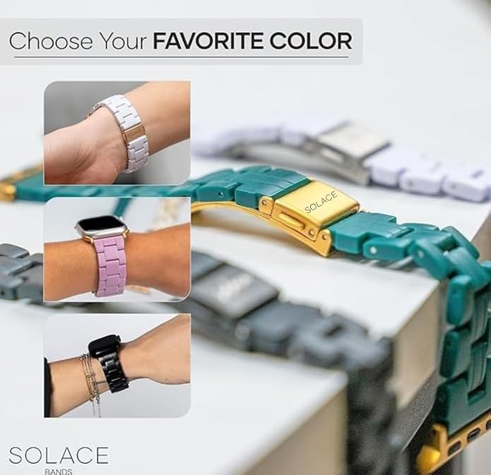 Solace Bands Lightweight Perma Watch Band - Universal Fit for Apple Watch Bands for Women & Men, iWatch Bands for 38mm 40mm 41mm 42mm 44mm 45mm 49mm Ultra, SE, Series 11 10 9 8 7 6 5-1 (Matte Solid)