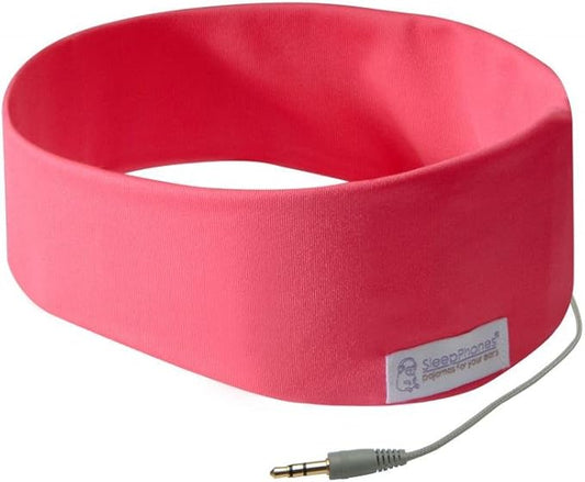 AcousticSheep SleepPhones Classic | Corded Headphones for Sleep, Travel, and More | The Original and Most Comfortable Headphones for Sleeping | Sunset Pink - Breeze Fabric (Size M)