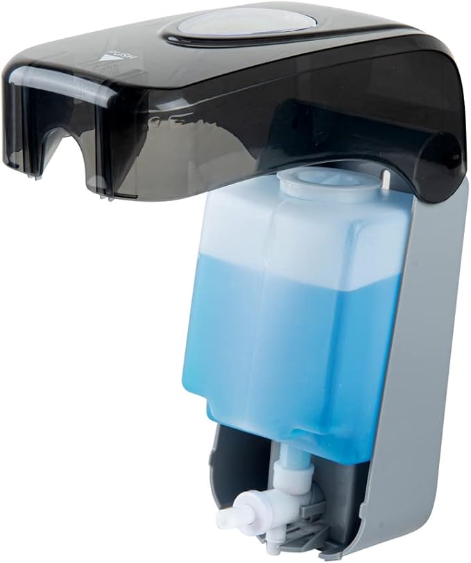 Restaurantware Clean Tek Professional 33 Ounce Manual Soap Dispenser 1 Wall-Mountable Soap Dispenser - For Gel Or Liquid Soap Black Plastic Soap Dispenser Push Mechanism Transparent Tank