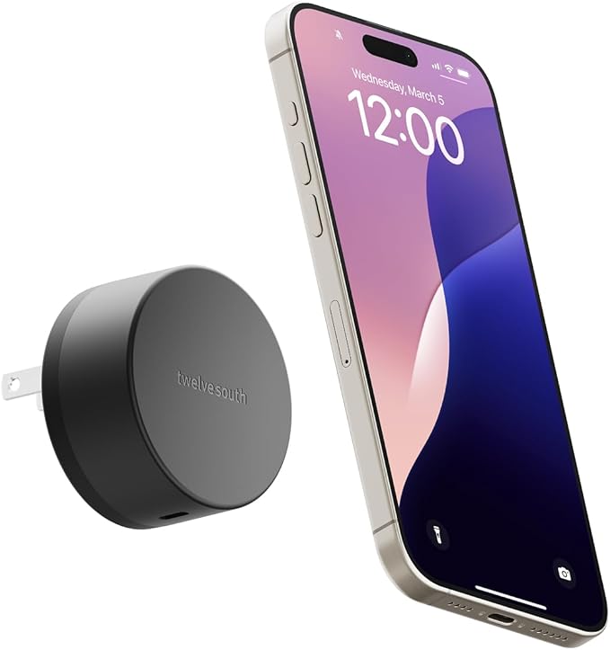 Twelve South PowerBug MagSafe Compatible Qi2 Magnetic Wireless Charger with 35W USB-C Hub – Fast Charging for iPhone 17, 16, 15, 14 & More – Slate